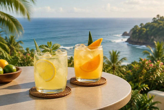 Refreshing drinks overlooking the ocean
