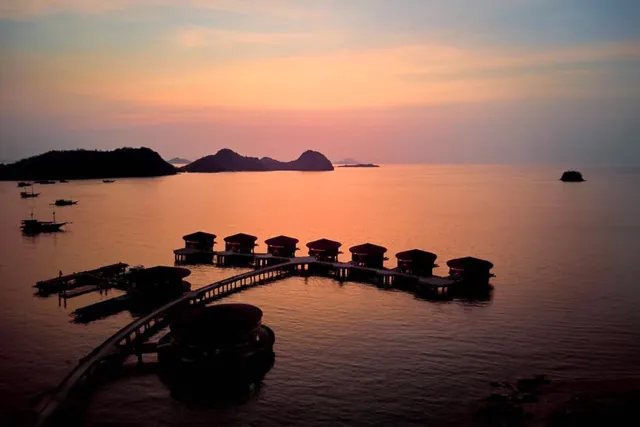 The bay near Labuan Bajo after sunset