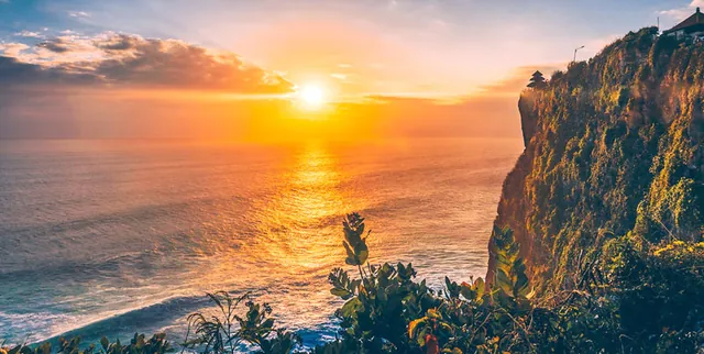 Sunset over a cliff in Uluwatu