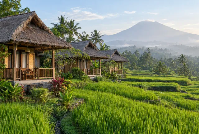 Illustrative image: accommodation among greenery on Lombok